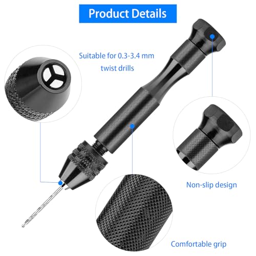 36Pcs Pin Vise Hand Drill Set, Mini Micro Drill Bits for Crafts