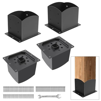 Post Base 4Pcs,6"x6"(Inner Size 5.6"x5.6") Fence Post Brackets - size: 6X6