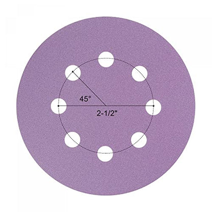 uxcell 10Pcs 5-Inch Purple Sanding Discs 320 Grits 8 Hole Hook and Loop Professional Aluminum Oxide Sand Paper Wet Dry Polish for Wood Metal Paint Finish - style: 320 Grit