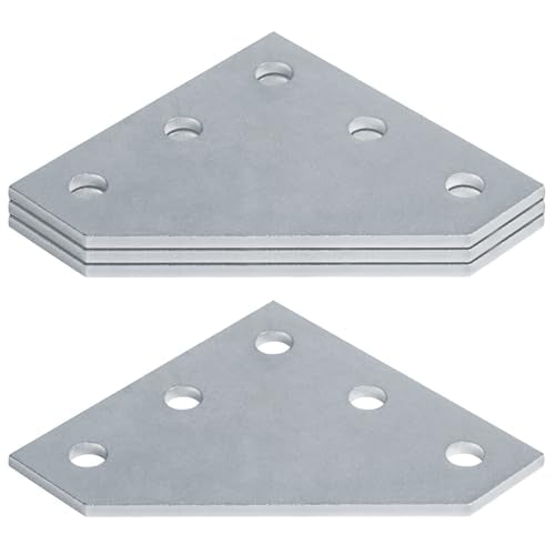 4 Pack Flat Corner Gusset Plate for 1-5/8" Strut Channel,7/32" Thick - size: 5-3/8" x 1-5/8" x 5-3/8"
