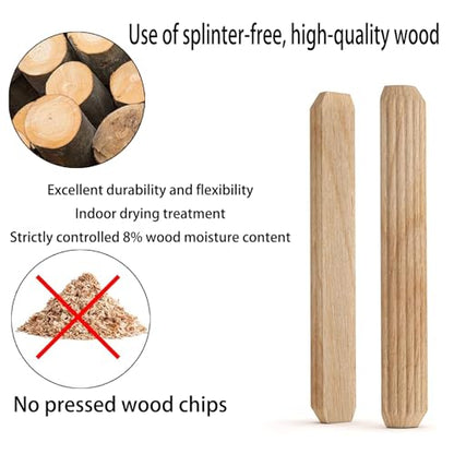 Wood & Wooden Dowel Pins 3/8" x1 1/2" (9.5mmx40mm) - Fluted Grooved Hardwood Pegs for Woodworking, Cabinet Joinery - 100 Pack by PXBBZDQ - size: 3/8" x 1 1/2"