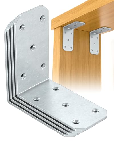 5"×5"×2.5" L Brackets, 90 Degree Corner Brace, Galvanized-4PCS - color: Galvanized-4PCS