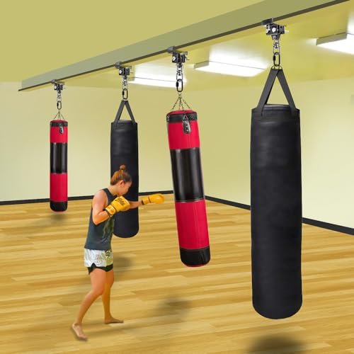 SELEWARE Heavy Duty Punching Bag Hanger, Steel I Beam Clamp for Heavy Bag - color: B. Beam Clamp with Swivel & Carabiner (2 Pack)