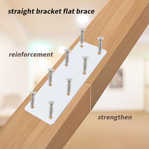 4 Pack Flat Straight Brace Brackets, Stainless Steel Shelf Bracket