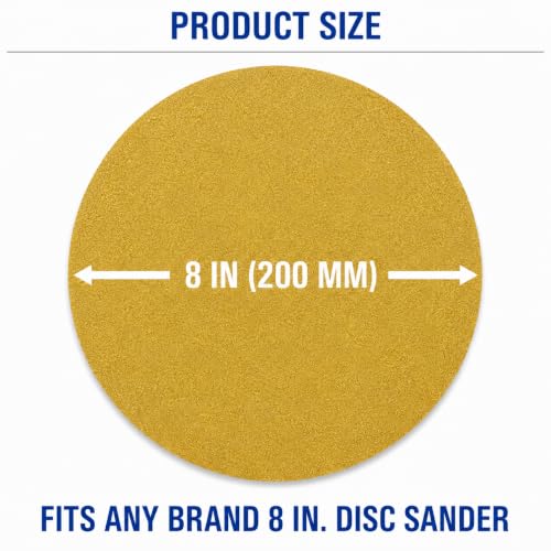 Starcke 8 inch inch Sanding Discs Hook and Loop Round Sand Paper Disc 40 Grit, 25 Pack Gold Aluminum Oxide No Hole Hook and Loop Sanding Discs, Sandpaper Auto Body for Wood, Paint, Metal & Plastics - style: 40 Grit