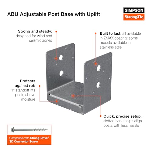 Simpson Strong-Tie ABU66SS ABU Stainless-Steel Adjustable Post Base for 6x6 (Pack of 6)