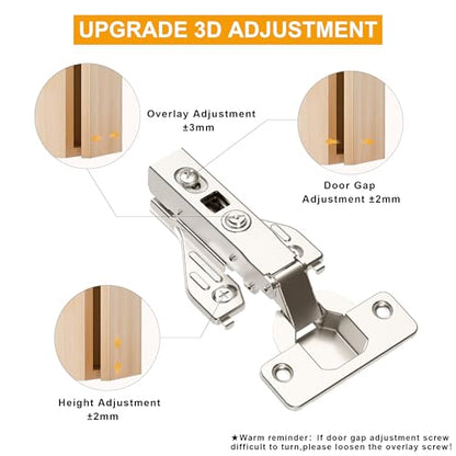 20Pcs Soft Close Face Frame Cabinet Hinges 50% Faster Install - size: 10 Pairs