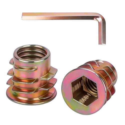 M6 x 15mm Threaded Inserts for Wood, Zinc Alloy Hex Socket Drive Insert Nuts for Wood Furniture, Hex Spanner Included, 50 PCS - size: M6 x 15mm, style: Alloy Steel