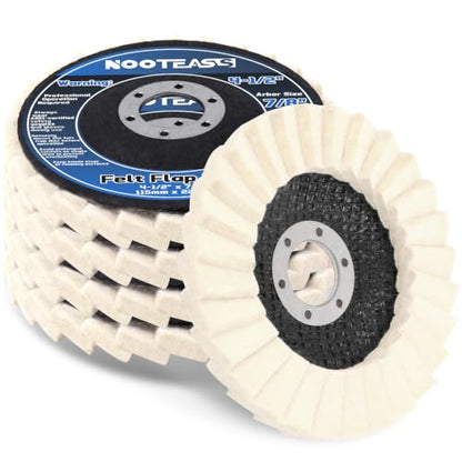 NOOTEASS 5 PCS Wool Felt Polishing Disc Buffing Wheel 4-1/2" x 7/8"