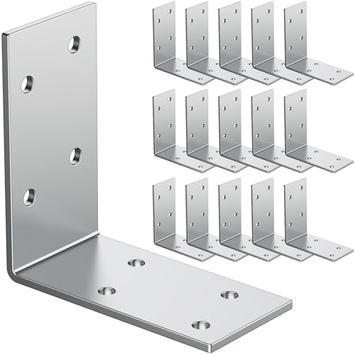 3x3 Inch Galvanized Steel L Shape Furniture Wall Support Brackets - color: Galvanized Steel, Silver
