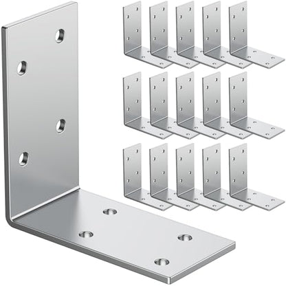 3x3 Inch Galvanized Steel L Shape Furniture Wall Support Brackets - color: Galvanized Steel, Silver