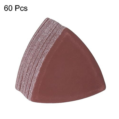 HARFINGTON 60pcs Triangular Hook & Loop Sandpapers 1500 Grits 3-1/8" Aluminum Oxide Sanding Pads Random Orbital Mouse Detail Sander Papers Oscillating Multi Tool Sheets - size: 1500 Grits