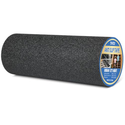 Black Anti Slip Tape, 12 in x 16 ft, 80 Grit Traction Tape - color: Black, size: 12" X 16FT