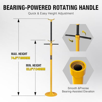 YELLOW JACKET Underhoist Support Stand 3/4 Ton Capacity Lifting from 52.8" to 76", 12 Inch Diameter Base, Bearing Mounted Spin Handle, Contoured Saddle Supports Vehicle Components, Self-Locking Screw - size: 3/4 ton normal