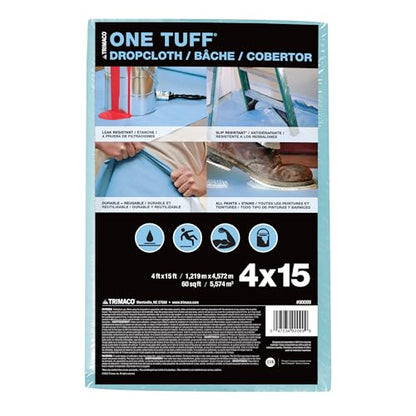 Trimaco 90099 One Tuff Dupont Sontara Professional Grade Drop, 0.011 In T, 4 W X 15 Ft L, Blue, Cloth, 4'x15 feet, 60 Sq - size: 4'x15 feet, style: 4-feet X 15-feet