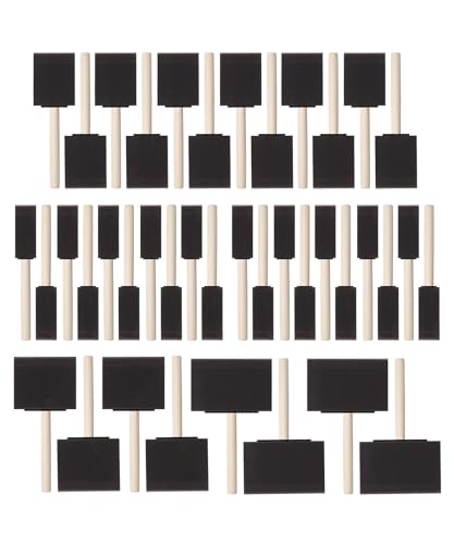 Bates- Foam Paint Brushes, 1”, 2”, 3" & 4”, 40 Pack Wooden Handle - color: Black, size: 1”, 2”, 3” & 4”, 40 Pack