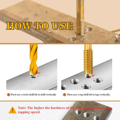 3/8"-16 UNC Tap and 5/16" Drill Bit for Metal, M2 HSS Drill and Tap Set - size: 3/8"-16 Tap, 5/16" Drill