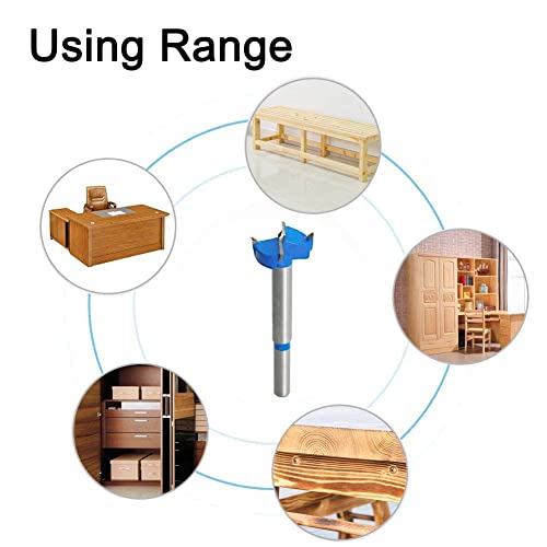 Auniwaig Forstner Drill Bits, 20mm Dia Wood Hole Saw, Auger Opener Cemented Carbide, 80mm Length Woodworking Hinge Hole Drilling Boring Bit Cutter, Round Shank, Blue, 1 Pcs - size: 20mm