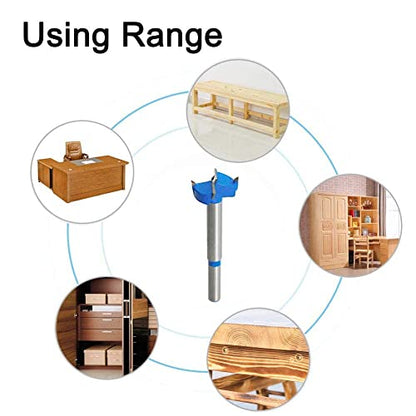 Auniwaig Forstner Drill Bits, 20mm Dia Wood Hole Saw, Auger Opener Cemented Carbide, 80mm Length Woodworking Hinge Hole Drilling Boring Bit Cutter, Round Shank, Blue, 1 Pcs - size: 20mm