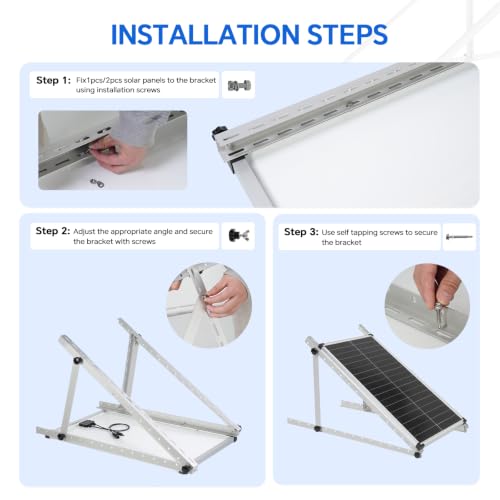 28" Solar Panel Mount Brackets Adjustable Solar Panel Tilt Mount Brackets for 50-200 Watts Solar Panel 2400Pa (Silver, 28, 1Sets) - size: 28IN 1 Set