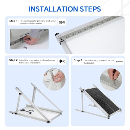 28" Solar Panel Mount Brackets Adjustable Solar Panel Tilt Mount Brackets for 50-200 Watts Solar Panel 2400Pa (Silver, 28, 1Sets) - size: 28IN 1 Set