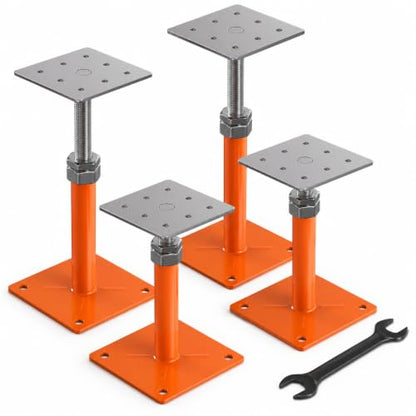 4-Pack Adjustable House Floor Jacks, 5-8 Inch Telescoping - color: Orange