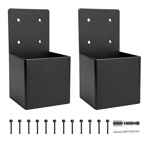 Post Top Rafter Bracket for 6" x 6“(Actual:3.5" x3.5”) Wood Post,DIY Metal Connector Straight Brackets for Outdoor Pavilions,Porchs,Log Cabins with Screws(2Pack) - size: 6x6