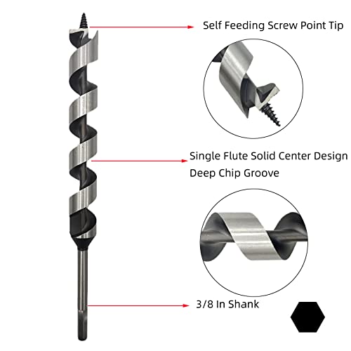 Auger Wood Drill Bit Woodworking Drill (1/2" x 12") Ship Auger Long Drill Bit for Soft and Hard Wood, Plastic, Drywall and Composite Materials - size: 1 Piece 1/2 inch x 12 inch Auger Bit