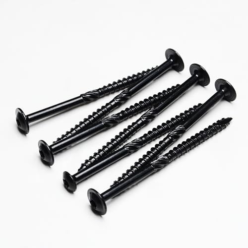 Lag Screws 4 Inch, #14 x 4 Wood Screws, 25-Pack Heavy Duty Self Drilling Structural Screw, Washer Head, Black Coated, T30 Star Drive (with Bit), for Exterior Wood and Timber Fastening - size: #14 x 4"