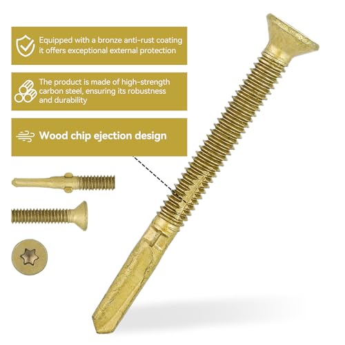 25Pcs #14 x 2-3/4" Trailer Deck Screws - T30 Torx Self-Tapping Wood to Metal Screws with Reamer Tip | Heavy-Duty Fasteners for Truck Beds, Trailers & Metal Framing - size: 14 x 2-3/4-25