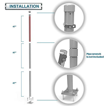 Coarbor 3" inch D-Ring Clamp Round Pole Post Clamp Bracket for Sun Shade Sail Pole Heavy-Duty Awning Canopy Support Poles