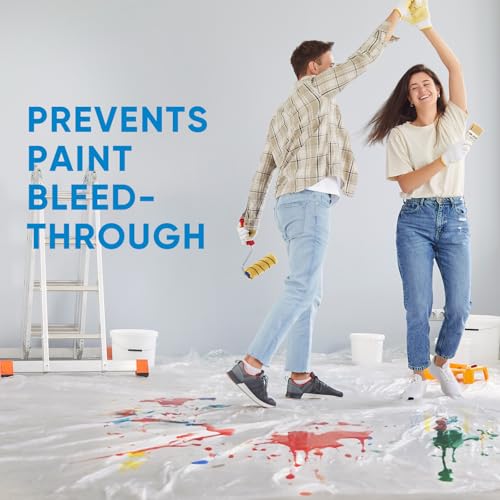 TICONN 12 x 9 Ft Plastic Drop Cloth for Painting, Waterproof Painters Plastic Sheeting, Painting Tarp for Furniture Cover, Floor Protection (6PK, 0.5Mil) - size: 0.5 Mil