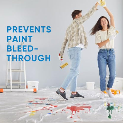 TICONN 12 x 9 Ft Plastic Drop Cloth for Painting, Waterproof Painters Plastic Sheeting, Painting Tarp for Furniture Cover, Floor Protection (6PK, 0.5Mil) - size: 0.5 Mil