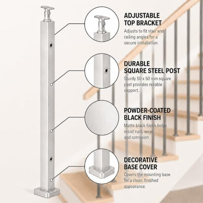 2-Pack 42-Inch Glass Railing End Posts, 50mm, Satin (LIUCHONGYANG99) - size: 50MM*50MM, style: End Post