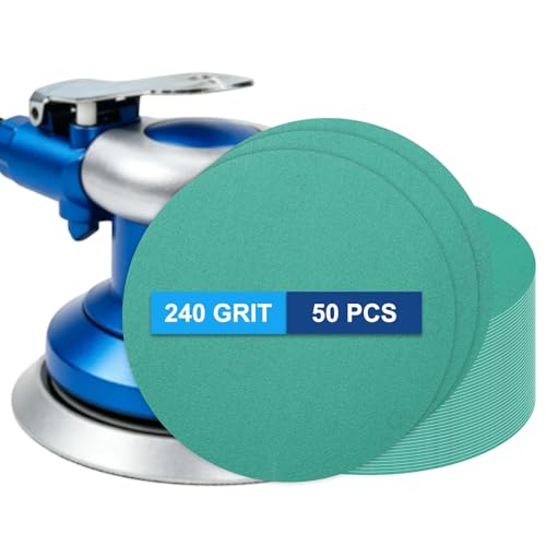 50Pcs 5" PSA Sanding Discs 240 Grit Polyester Film Green - size: 5 Inch-240 Grit