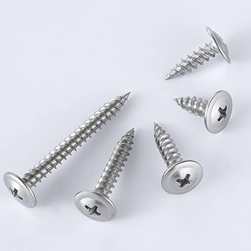 (100 pcs)#8×2" Phillips Truss Head Wood Screws Stainless Steel 410 Quick Metal Self Tapping - color: Silver, size: #8×2"