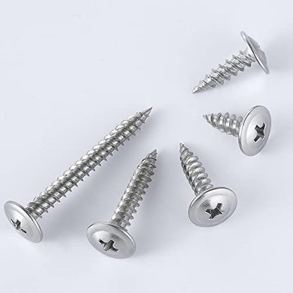 (100 pcs)#8×2" Phillips Truss Head Wood Screws Stainless Steel 410 Quick Metal Self Tapping - color: Silver, size: #8×2"