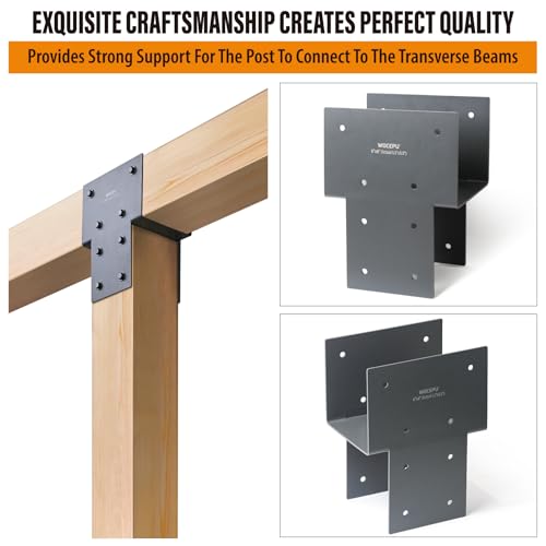 2 Pack Heavy Duty 6x6 (Actual 5.5"x5.5") Stainless Steel Post Caps Tie Bracket , Fit Connecting Wood Gazebo, Deck Patio Post and Wood Beams Bracket (Dark Ggray) - size: Standard 6"x6"(Actual 5.5"x5.5")
