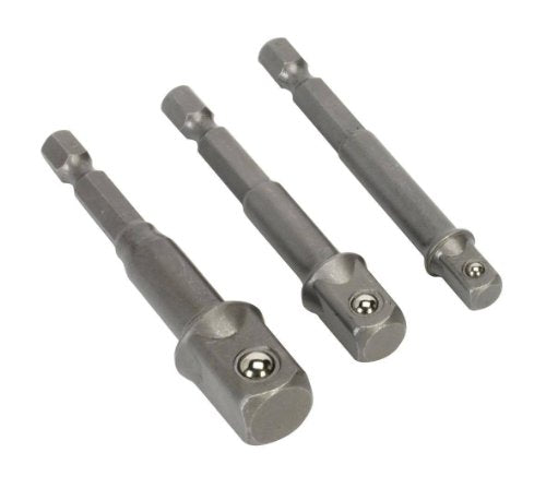 Socket Bit Adapter Drill Nut Driver Power Extension Bar 3pc Set 1/4" 3/8" 1/2"
