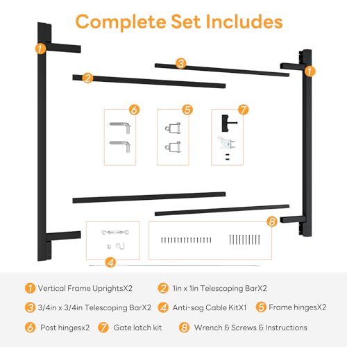 DIYHD Adjustable Full Frame Anti-Sag Gate Kit, Fits 60"-96" W, 5FT-6FT H - color: 1 pack, size: 60"~96" Wide, 5'~6' High