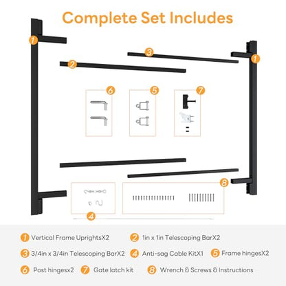 DIYHD Adjustable Full Frame Anti-Sag Gate Kit, Fits 60"-96" W, 4FT-5FT H - color: 1 pack, size: 60"~96" Wide, 4'~5' High