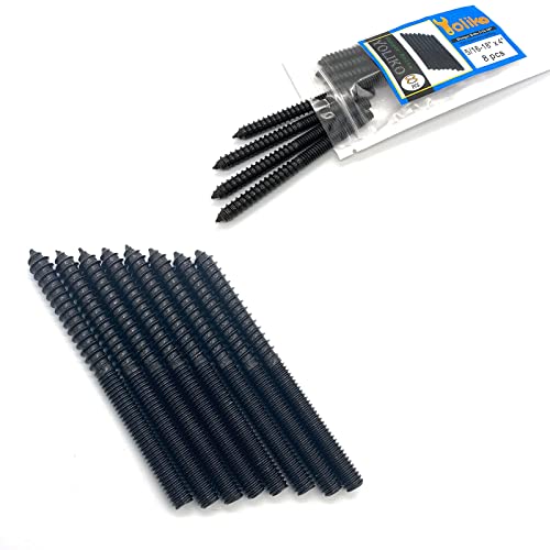 8 Pack 5/16-18 x 4 Inch Hanger Bolts 5/16-18" Black Double Headed Bolts 5/16 Wood Dowel Screw Self-Tapping Screw Hanger Bolts for Furniture Double Head Threaded Rods Bolt 100mm Length - size: Black 5/16-18"x4"-8PCS