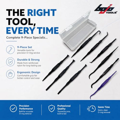 Bojo Tools Tool Kit, Heavy Duty Plastic 9-Piece O-Ring Set Hook Pick - size: O-Ring Tool F1 Kit