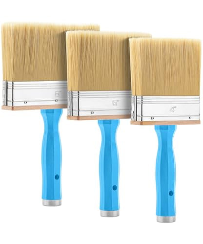 Bates- Deck Stain Brush Set, 3 Pack, 4”, 5” and 6”, Deck Stain Applicator, Stainless Steel Ferrule