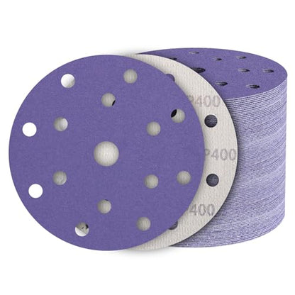 50Pcs 6 Inch Sanding Discs 400 Grit, Hook and Loop Orbital Sandpaper - style: 400Grit-50Pcs