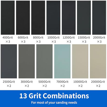 High Grit Sandpaper Assortment, Ultra Fine Wet Dry Polish Sand Paper Sheets - style: Variety pack with polishing cloth 400-20000 grits