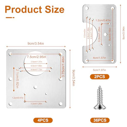 6 Pcs Cabinet Hinge Repair Plate Cabinet Repairs Kit 2 Sizes