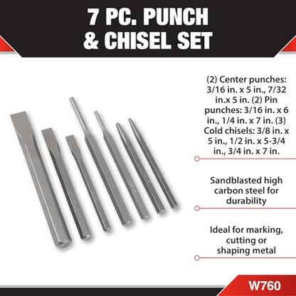 Performance Tool W760 7-Piece Punch and Chisel Set