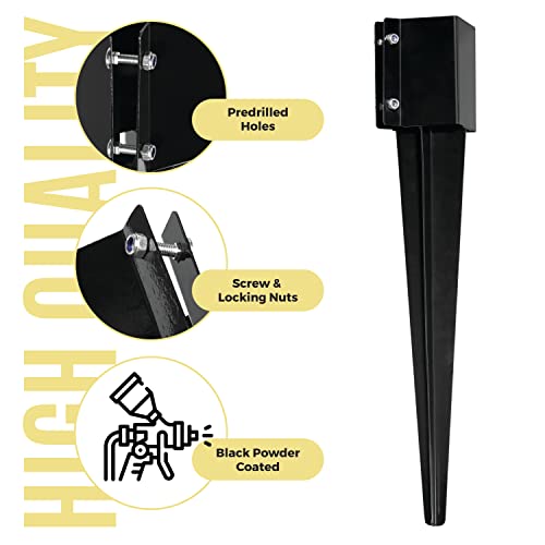24" x4x4 Heavy Duty Fence Post Anchor Ground Spike, Black, 4-Pack,S1 - color: 4 Pack, size: 24''x4''x4'' Style A