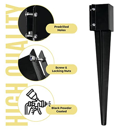 24" x4x4 Heavy Duty Fence Post Anchor Ground Spike, Black, 4-Pack,S1 - color: 4 Pack, size: 24''x4''x4'' Style A